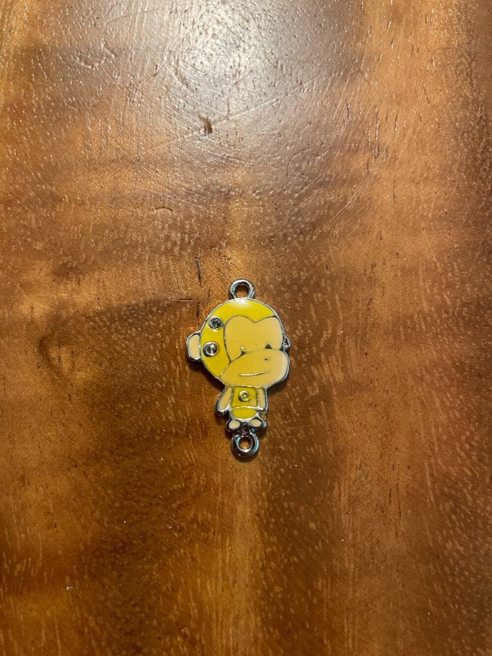 Cute Yellow Enamel Monkey Charm Connector Jewelry Making Craft Finding
